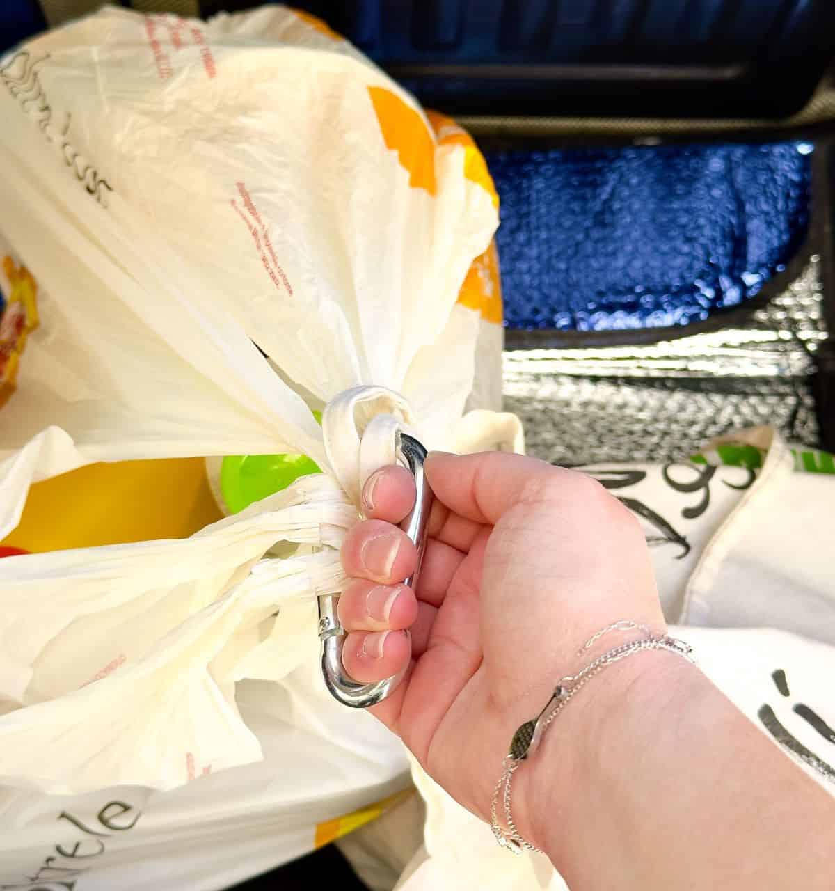 Use a Carabiner Hook to Carry Multiple Plastic Bags