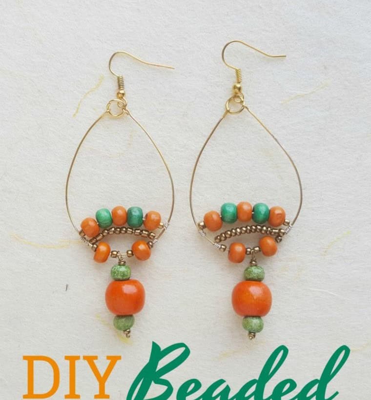 Handmade Beaded Teardrop Earrings