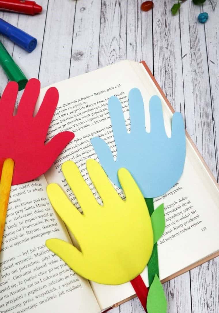 Paper Handprint Bookmarks