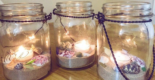 Beach Wedding Mason Jar Centerpieces