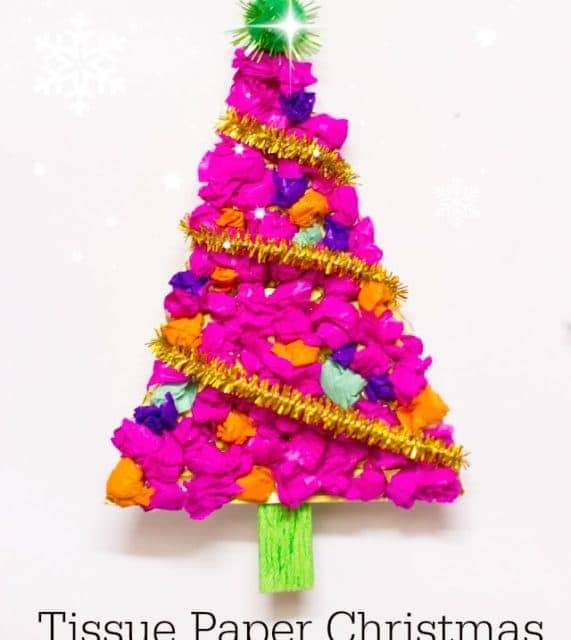 Tissue Paper Christmas Tree Ornament