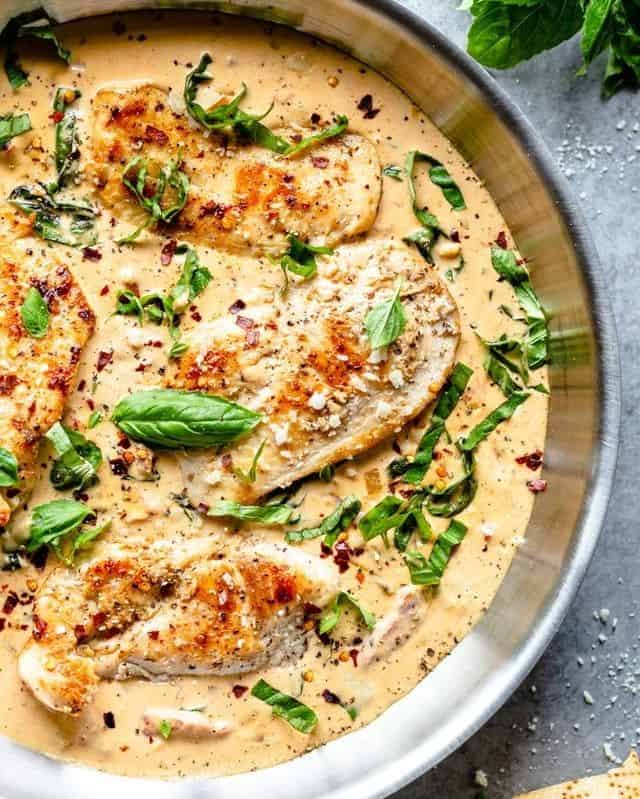 CREAMY PARMESAN BASIL CHICKEN