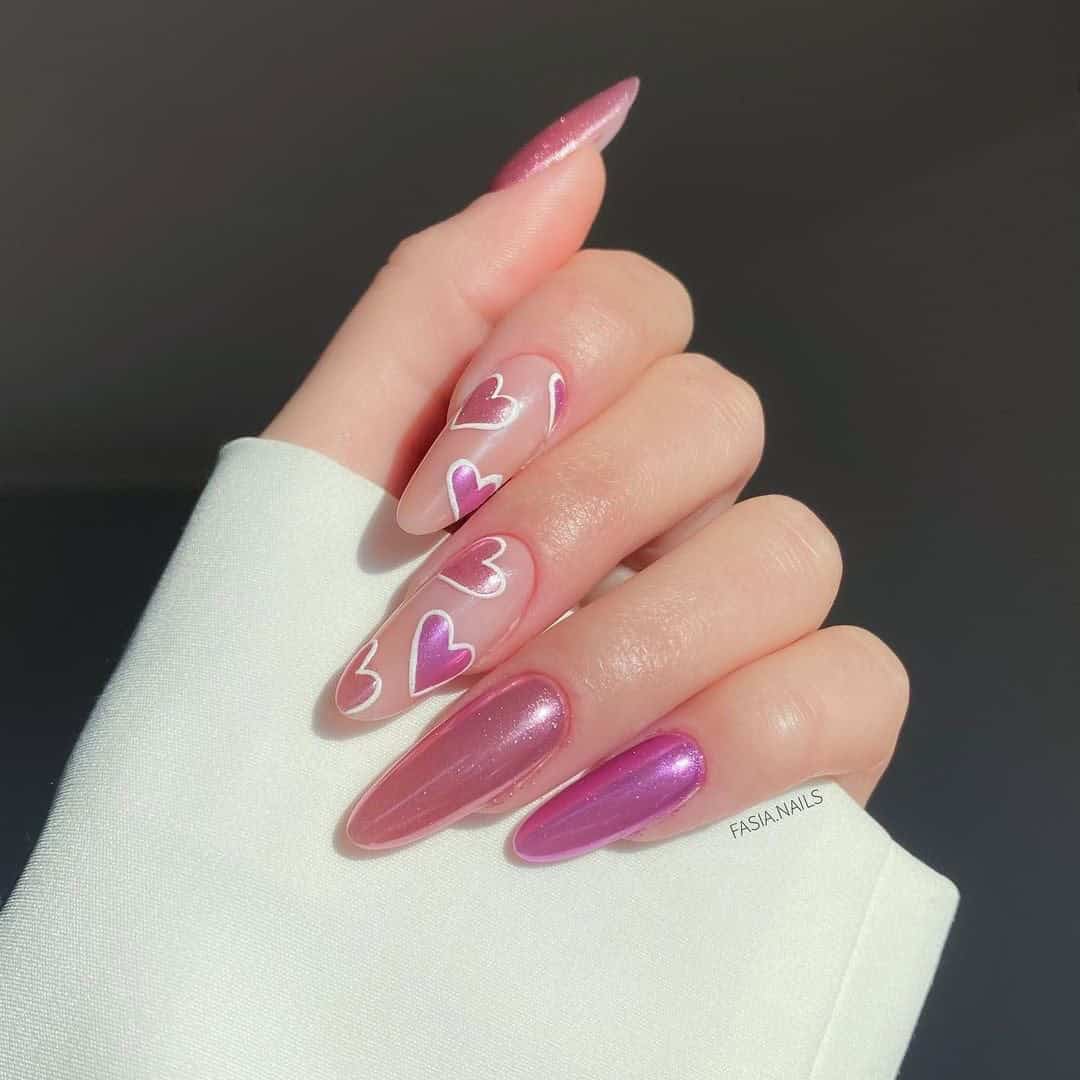 METALLIC VALENTINES NAILS