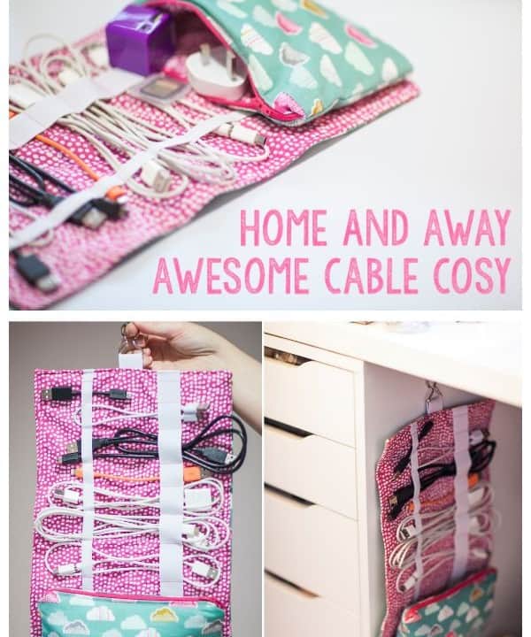 DIY Fabric Cable Cozy Clutch