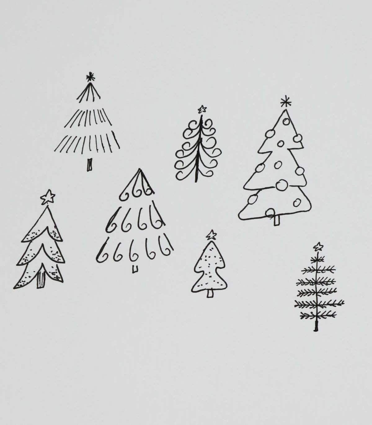 Textured Minimalist Christmas Trees