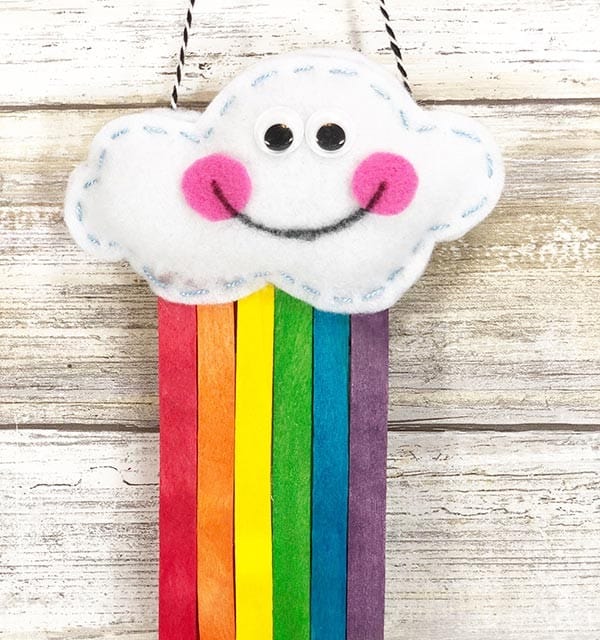 Rainbow and Cloud Popsicle Stick Felt Craft