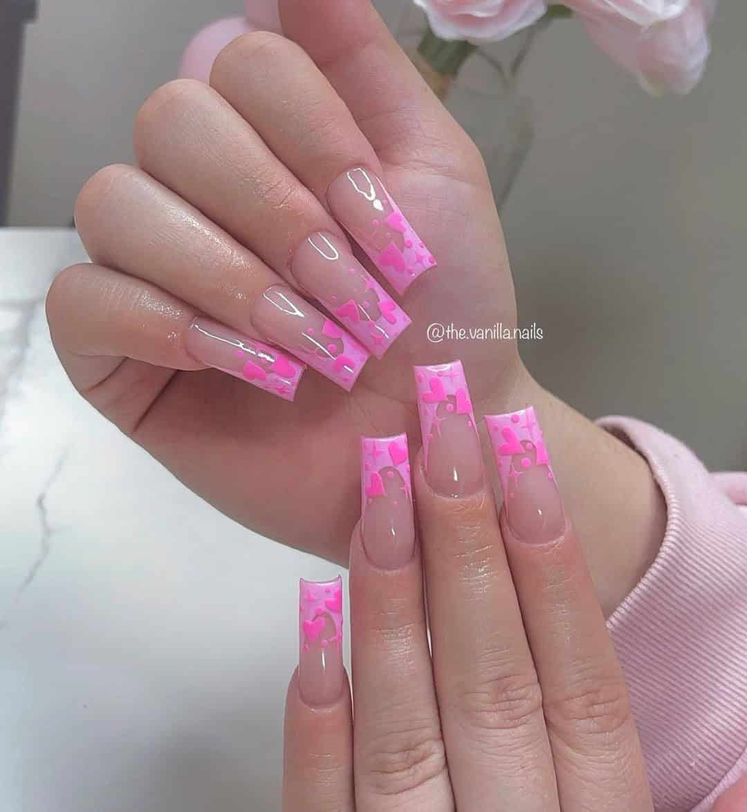 PINK HEART NAILS