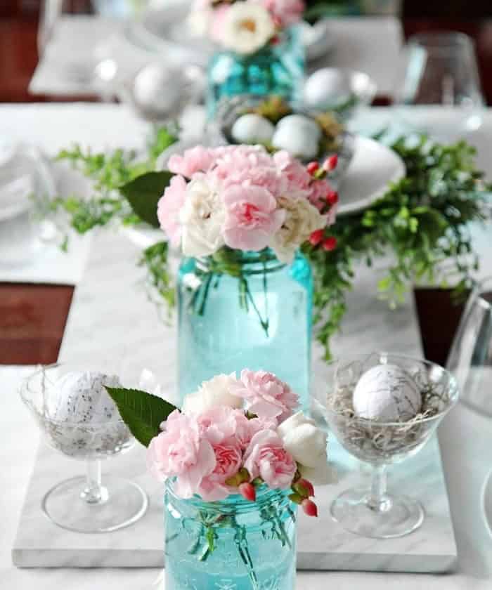 Simple, Blue-Tinted Mason Jars