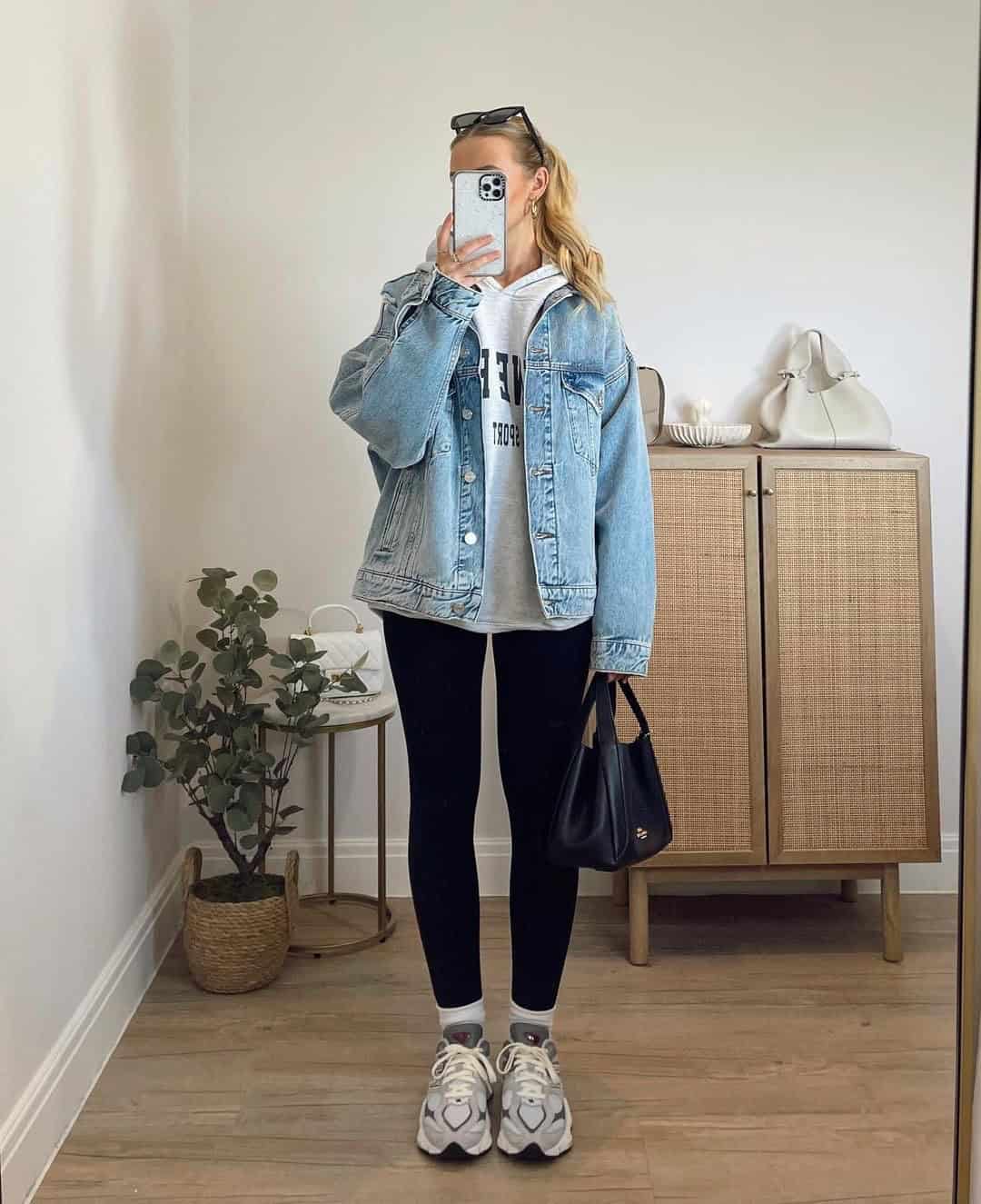 HOODIE + LEGGINGS + DENIM JACKET