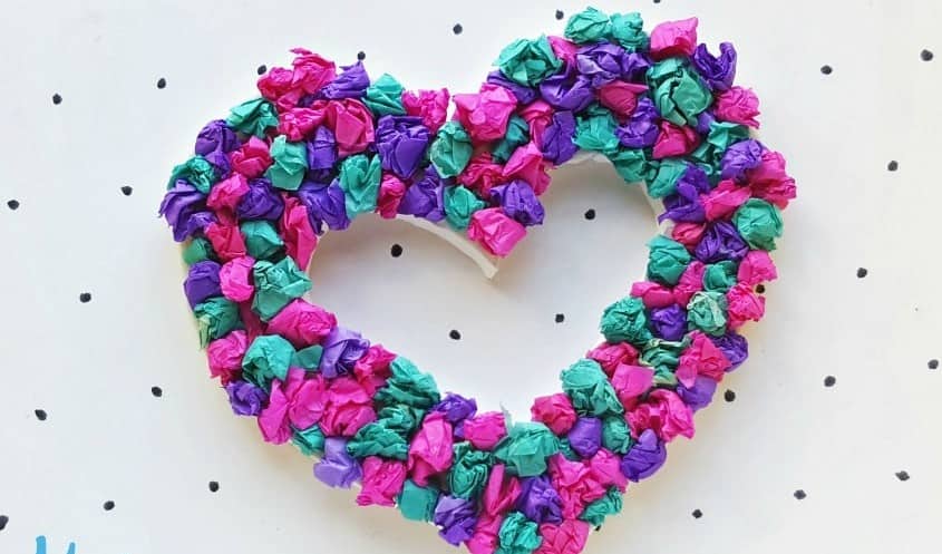 Tissue Paper Heart Wreath