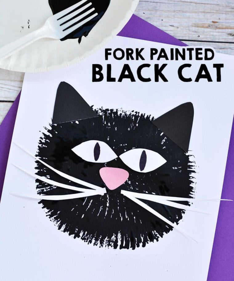 Fork Painted Black Cat