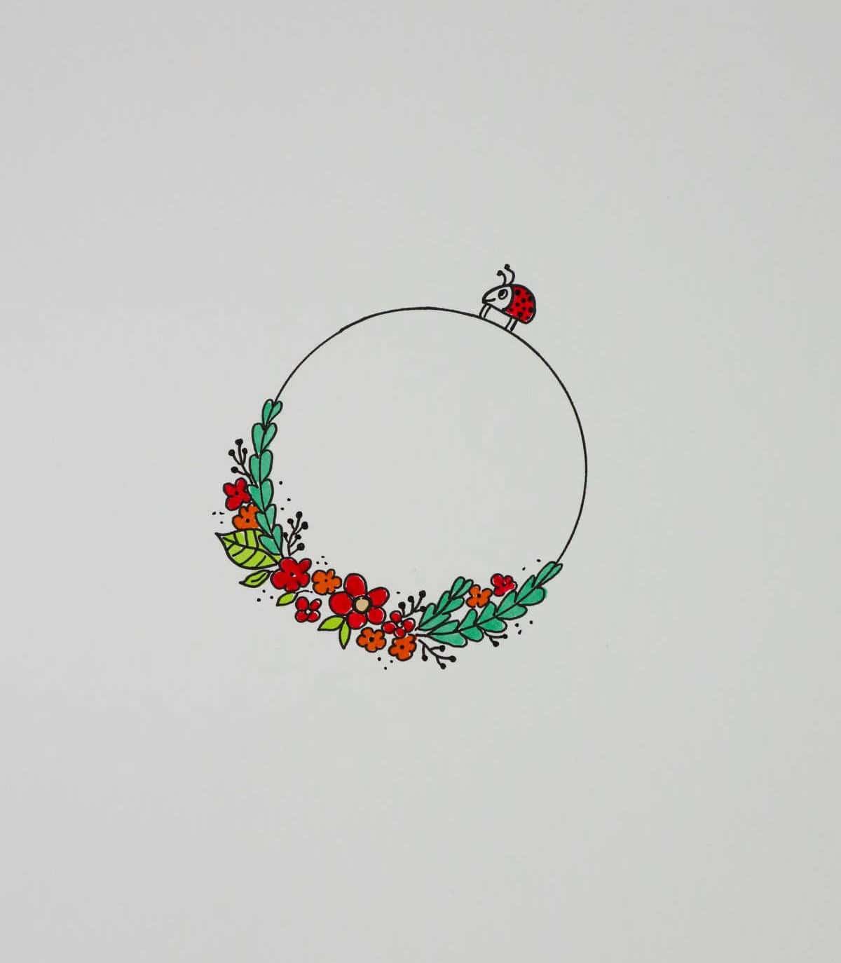 Floral Wreath with Ladybug