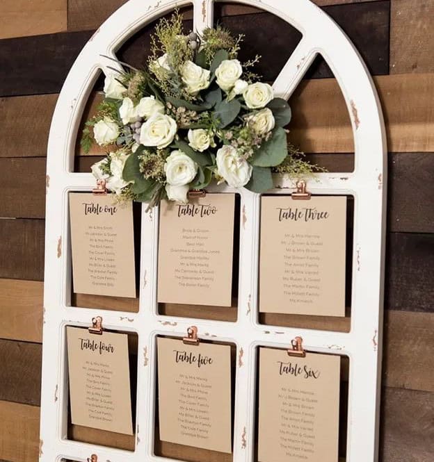 Upcycled Window Frame Seating Chart Holder