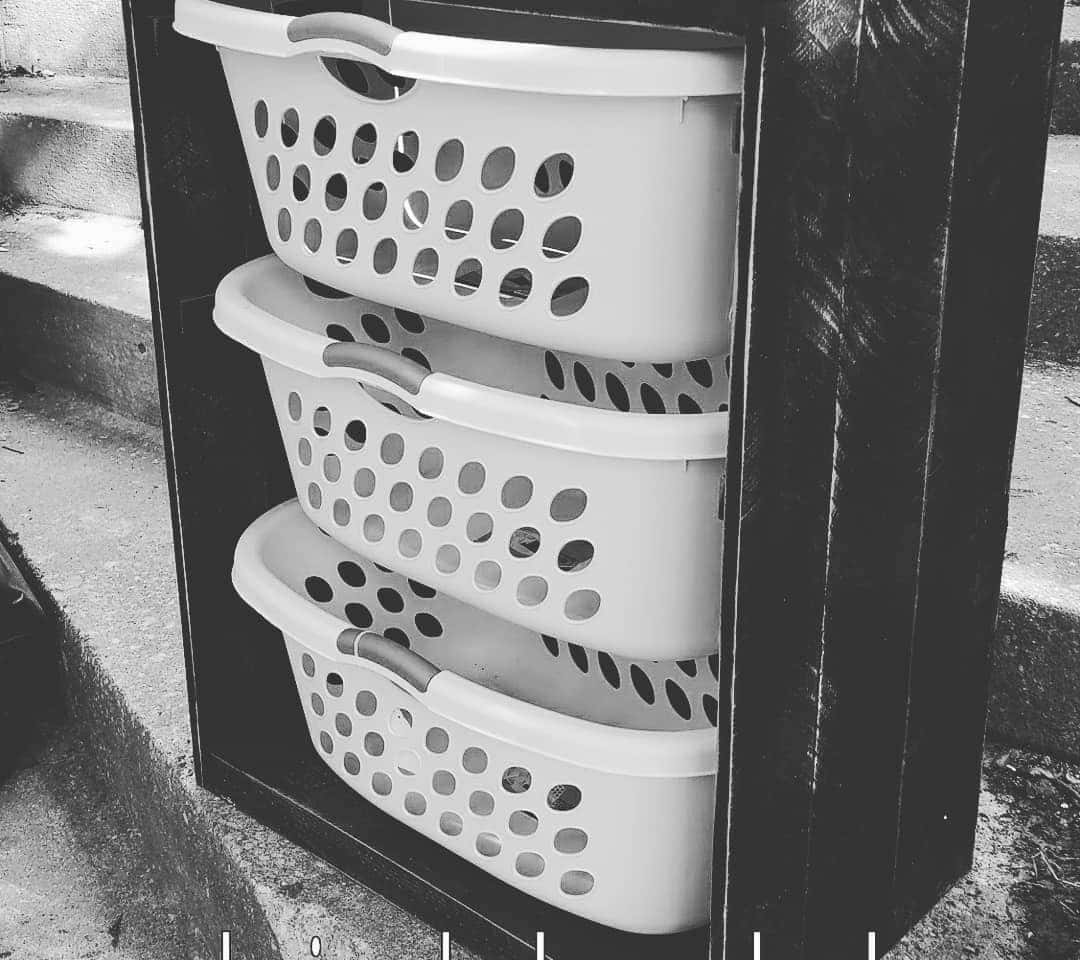 DIY Storage Unit with Plastic Bins