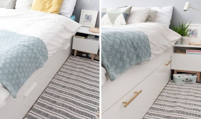 Add Brass Pulls to Your IKEA Brimnes Bed