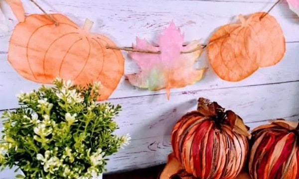 Coffee Filter Leaf and Pumpkin Craft