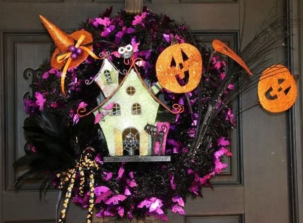 Haunted House Halloween Wreath