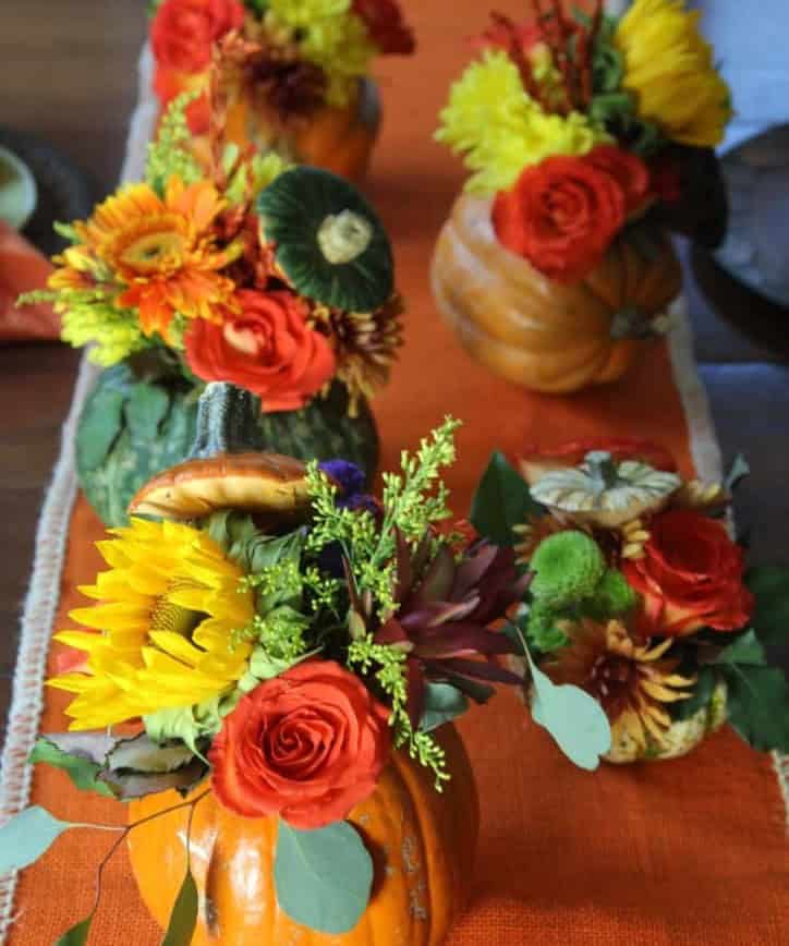 Thanksgiving Table Pumpkin Flower Centerpiece