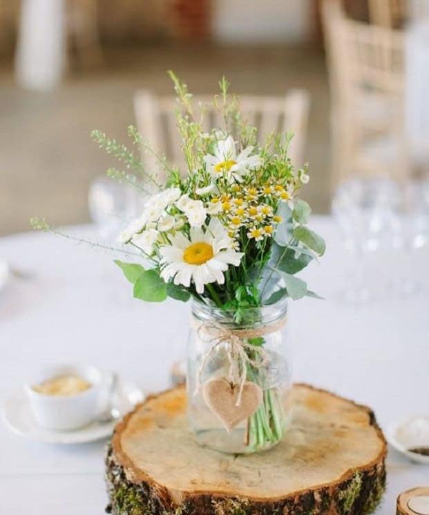 Burlap Heart Centerpieces