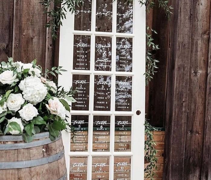 Seating Chart on Wooden Door