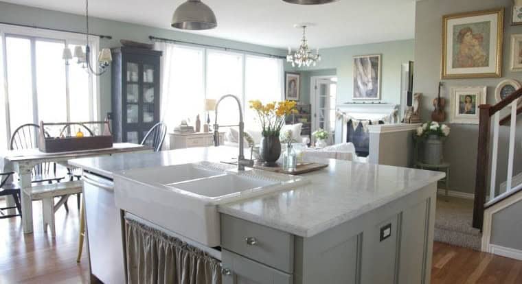 Large Kitchen Island with Apron Sink