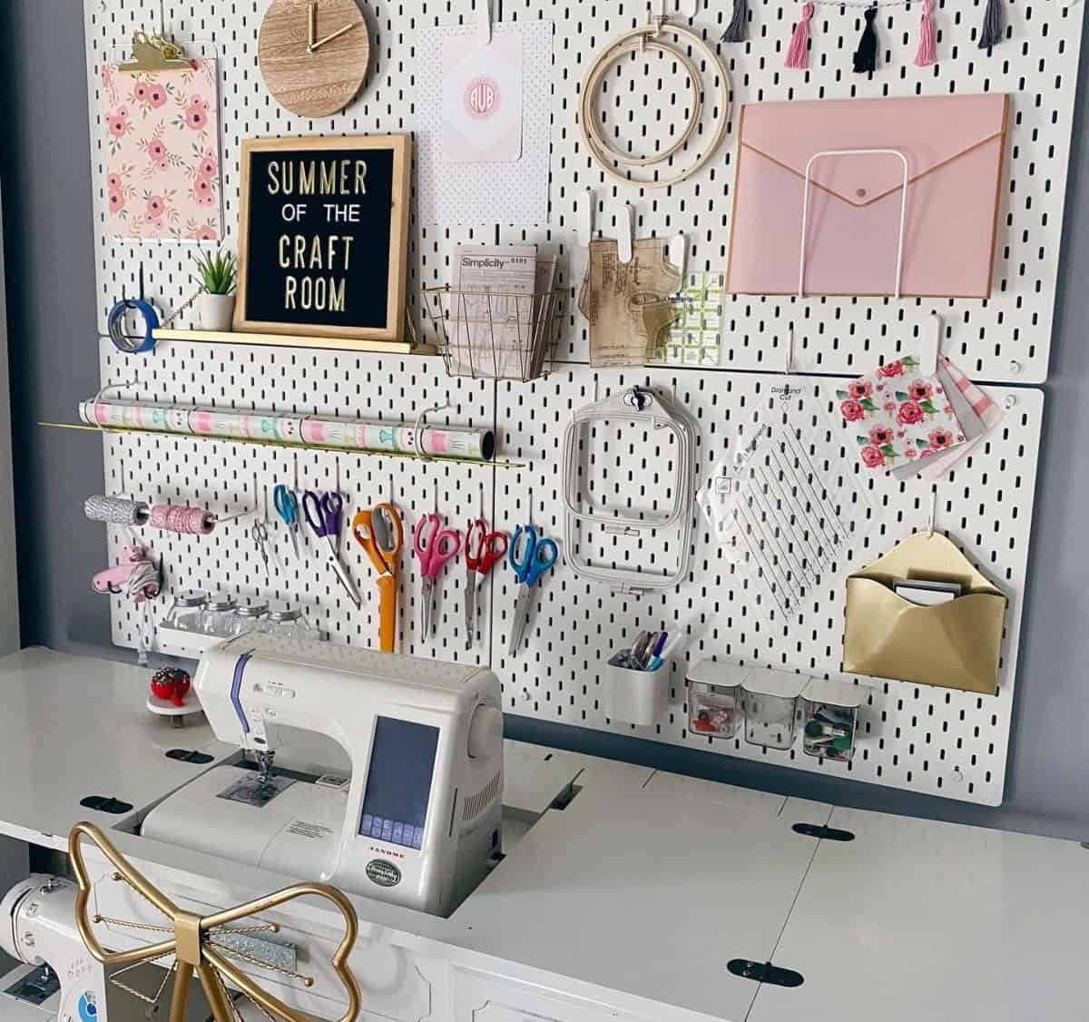 Pegboards for craft supplies