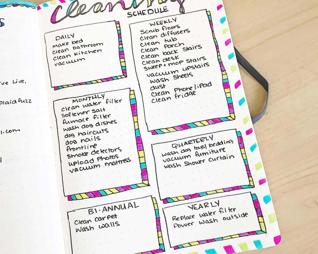 Colorful Cleaning Schedule