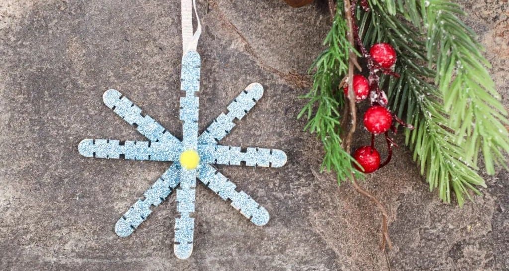 Easy Glitter Popsicle Stick Snowflake