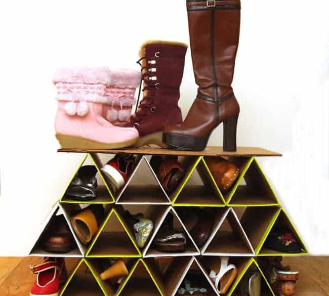 DIY Triangular Card Board Shoe Rack