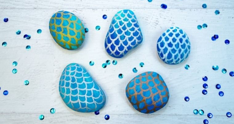 Mermaid Scale Painted Rocks