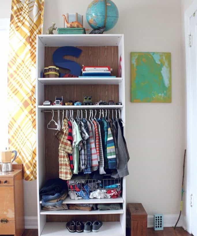 Children’s Closet with IKEA Billy Bookshelf