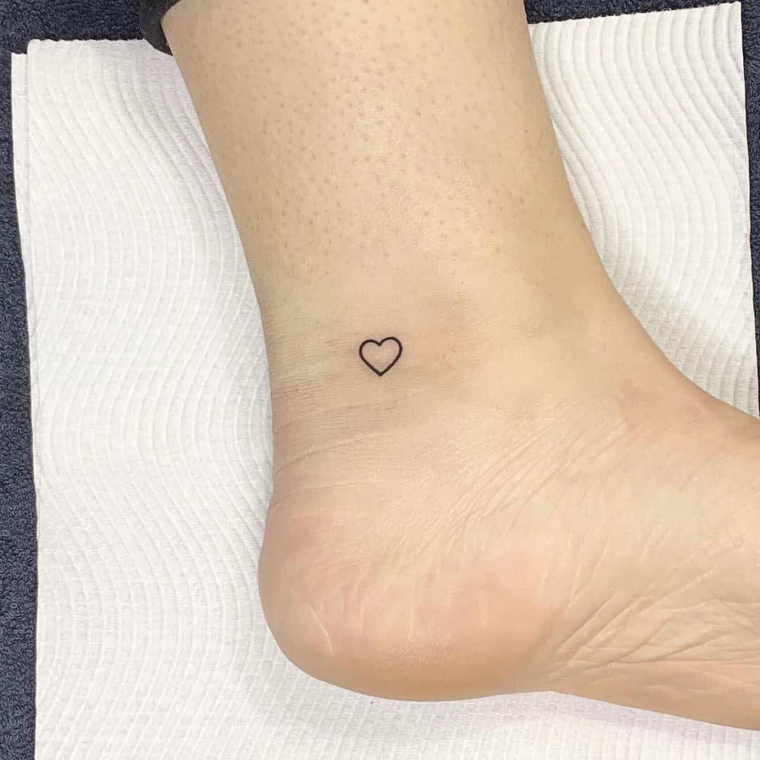 37] Ankle Heart Outline: Subtle and Stylish