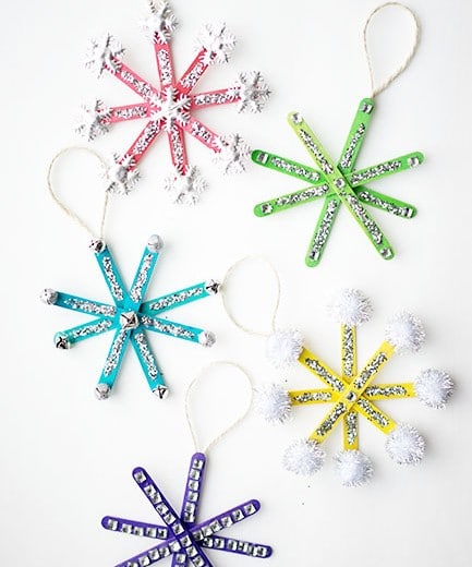 Popsicle Stick Snowflake Ornaments