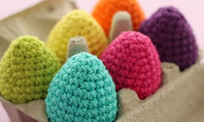 Life-sized Crocheted Easter Eggs