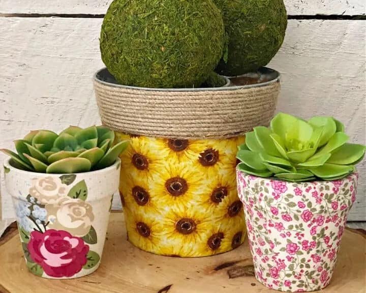 Fabric Covered Flowerpots