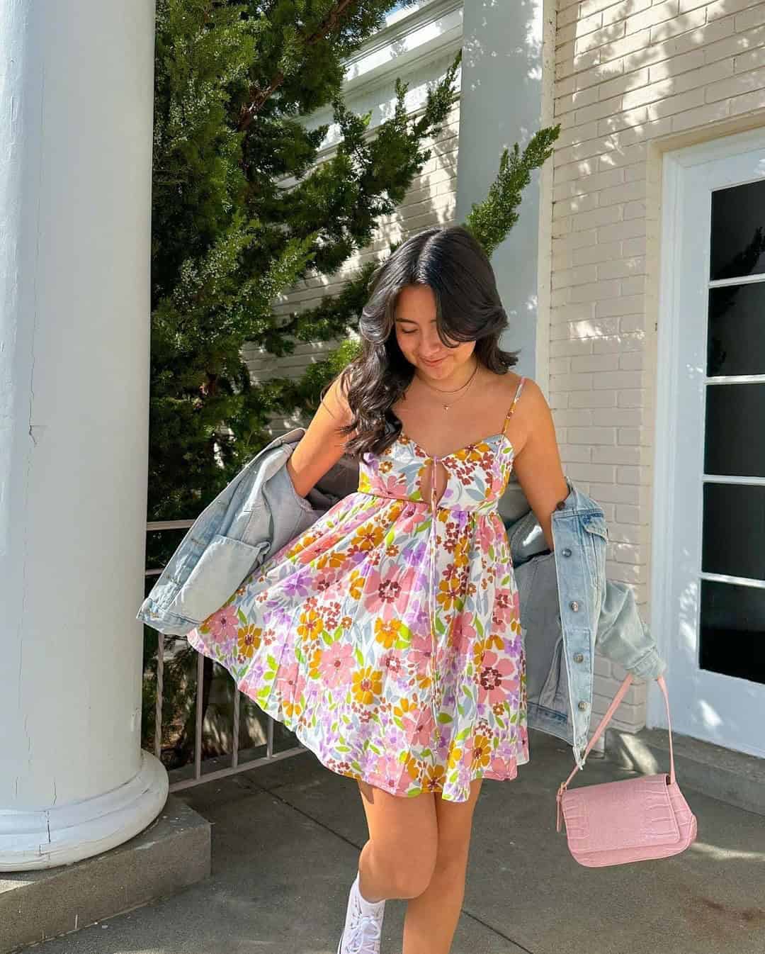 FLORAL DRESS + DENIM JACKET