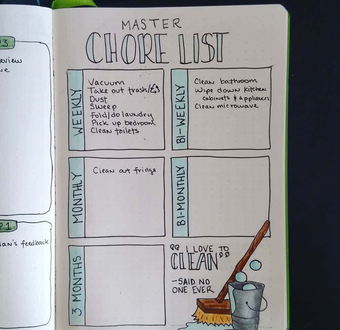 ‘’I Love to Clean’’ – Said No Over Ever Bujo Spread