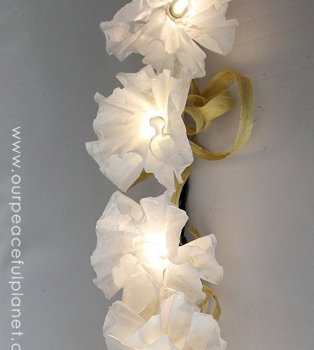 DIY Coffee Filter Flower Light Décor