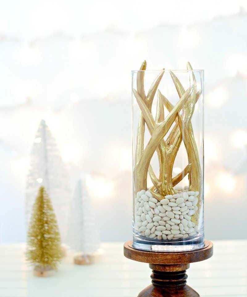 Glass Vase with Gold Antlers