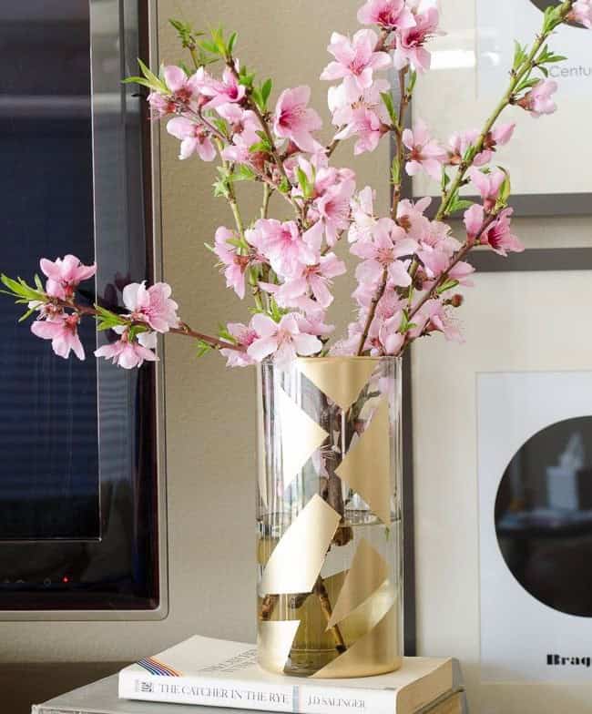 Gold Color-Blocked Glass Vase