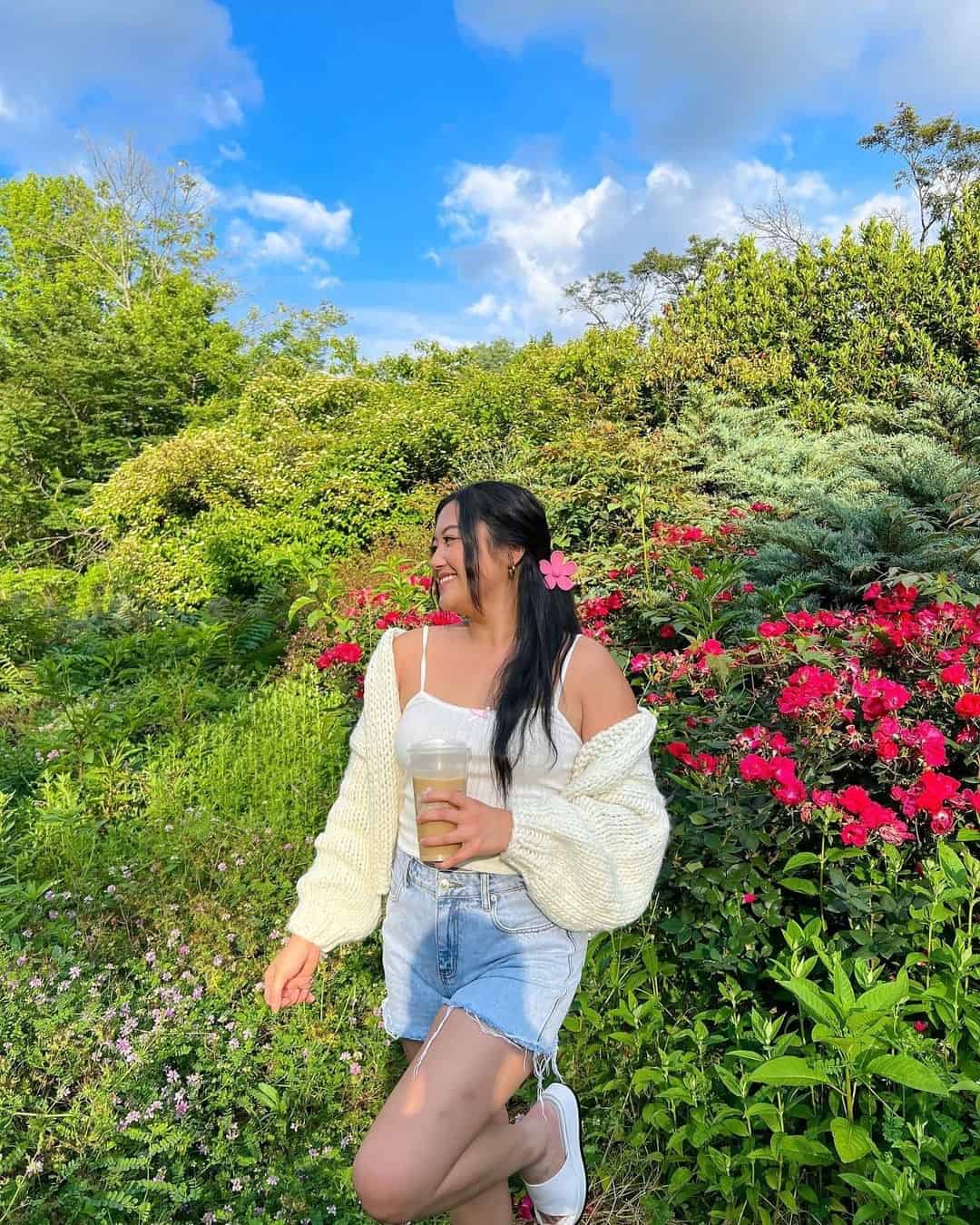 CARDIGAN + WHITE TOP + DENIM SHORTS