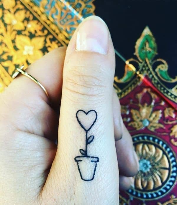 14] Potted Love Heart Tattoo Idea