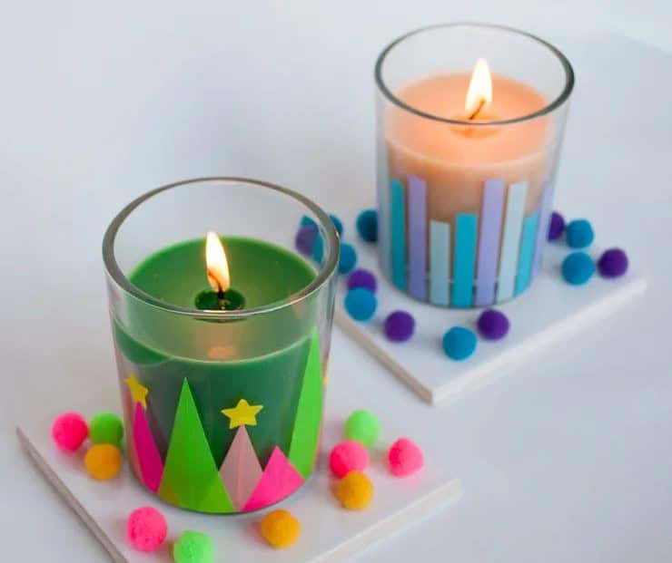 Washi Tape Christmas Candles