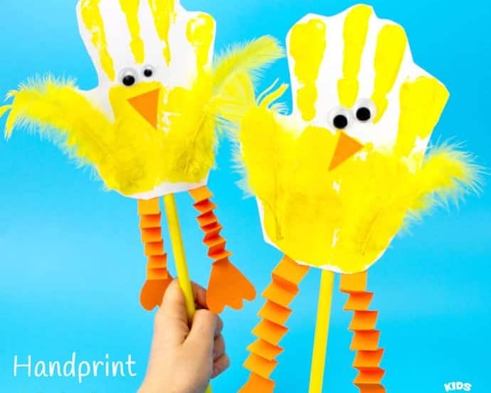 Handprint Chick Puppets