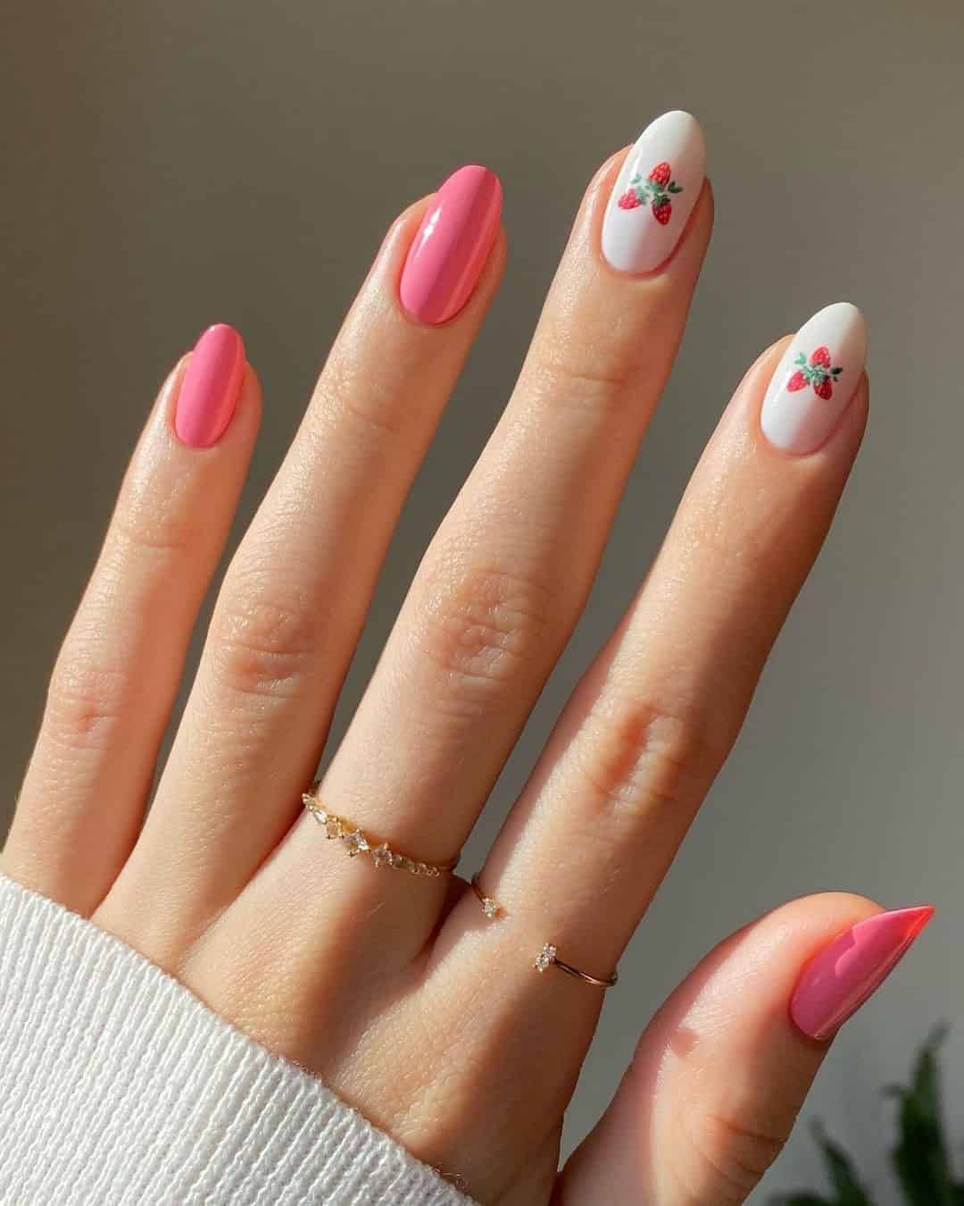 PINK STRAWBERRY NAILS