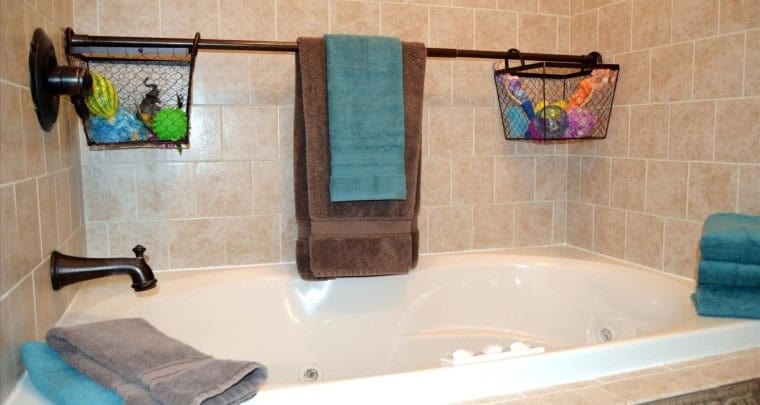 Use a Shower Curtain Rod for Storage