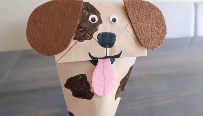 Tongue Out Puppy Paper Bag Puppet