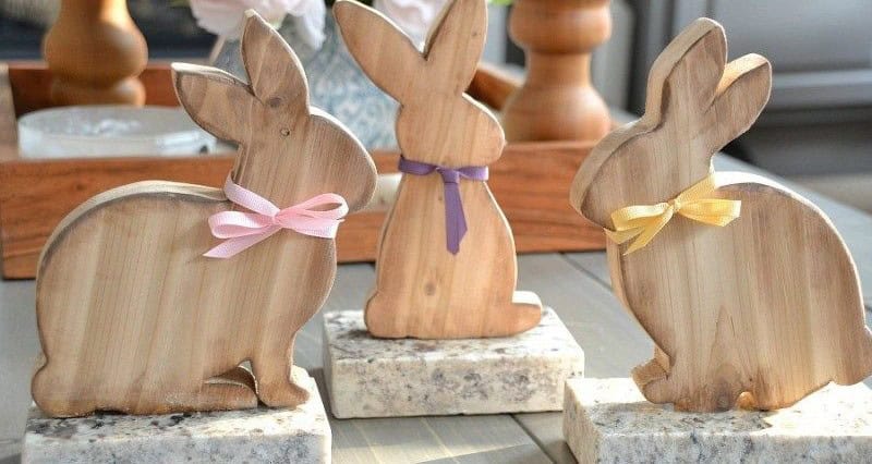 Handmade Wooden Bunnies on Marble