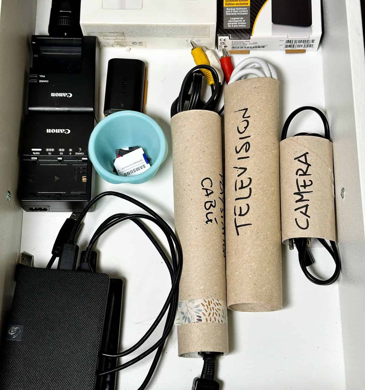 Use Toilet Paper Rolls to Store Cables