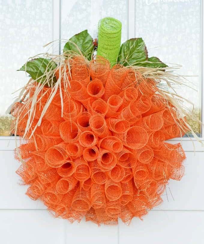 Deco Mesh Pumpkin Wreath